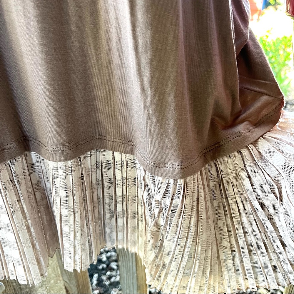 Logo Layers Mocha Solid Stretch Knit Pullover W B… - image 3